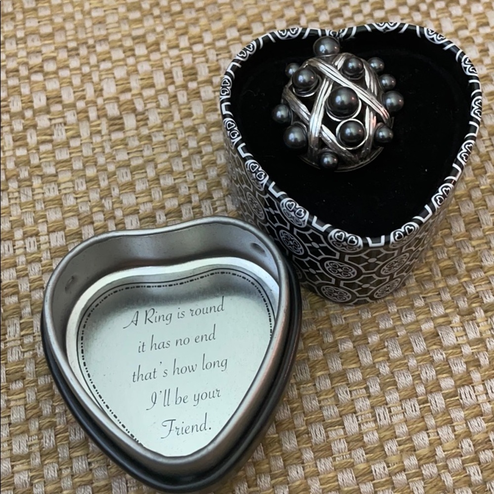 Black and Silver Brighton Ring Size 6 1/2